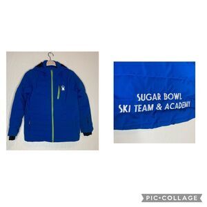 Spyder Blue Hooded Sugar Bowl Ski Team  Snowboard Jacket Coat Boys Size 14